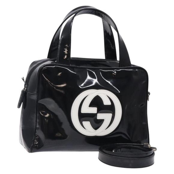 GUCCI Hand Bag Patent leather 2way Black Silver 000 1274 0505 Auth ep9725 - Picture 1 of 16